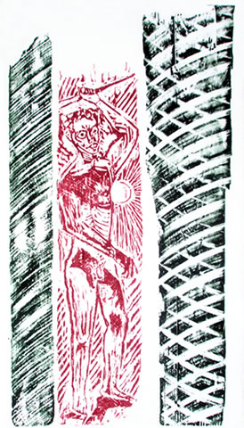 Warrior - woodcut by David Risk Kennard