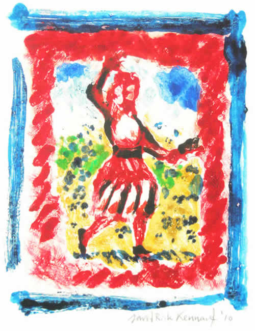 Dancing Figure - monoprint by David Risk Kennard