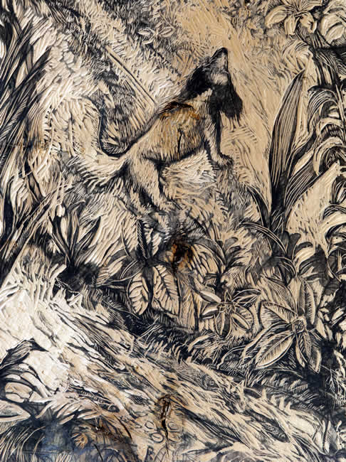 Garden (detail) -  Maplewood and graphite, by David Risk Kennard