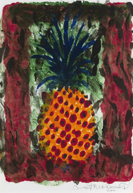 Pineapple - monoprint by David Risk Kennard