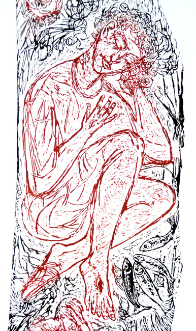 Storm detail - woodcut by David Risk Kennard