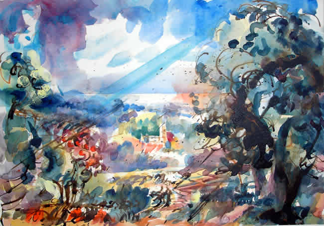 Beaminster - watercolour by David Risk Kennard