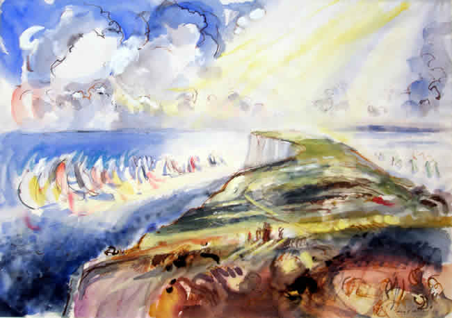 Tennyson Down - watercolour by David Risk Kennard